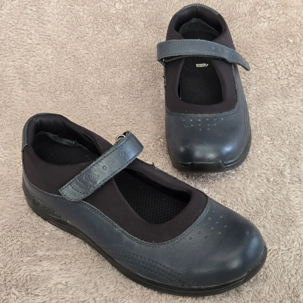 Drew Rose P221 Mary Jane Shoes Black Leather Orthopedic Comfort‎ 7.5W Wide